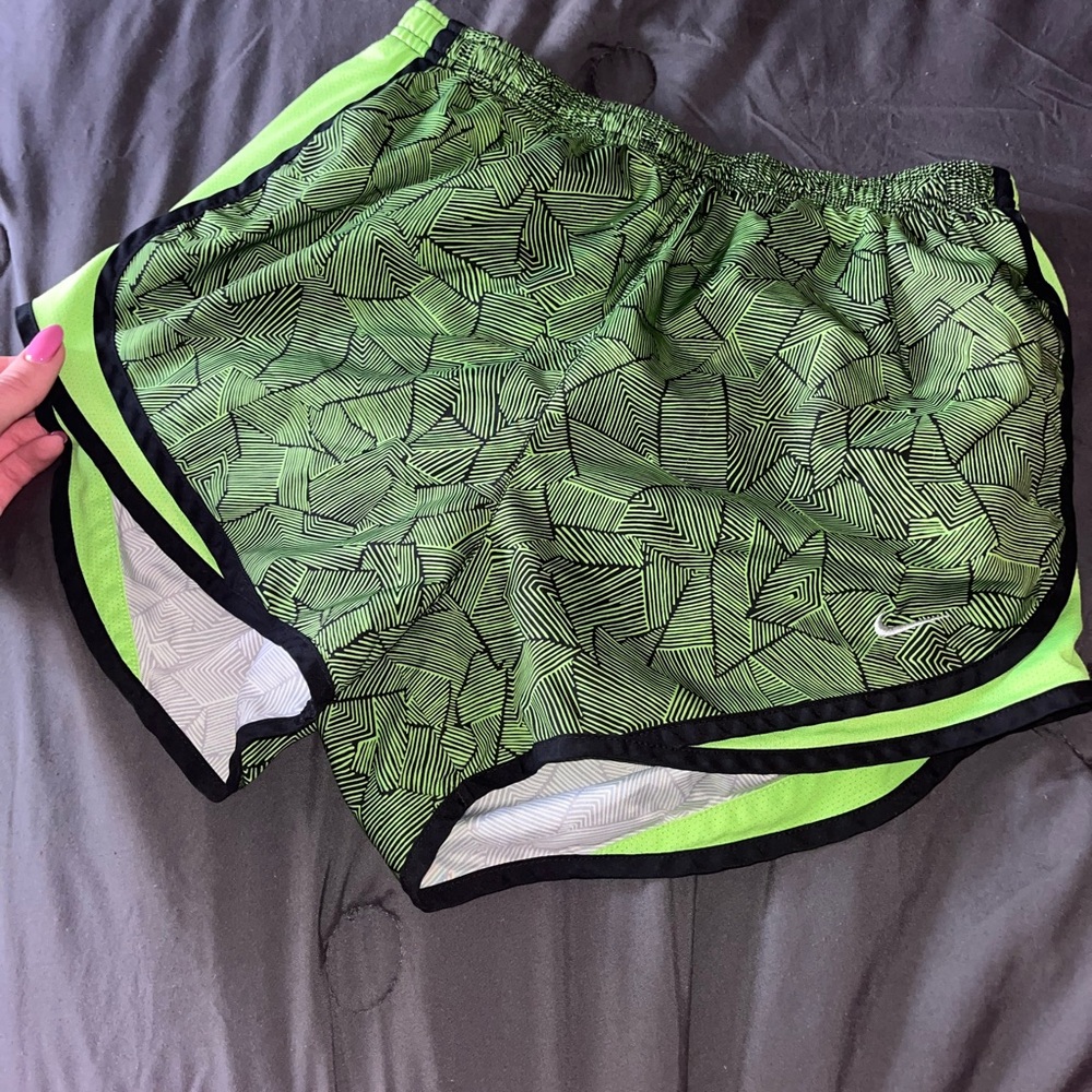 Nike Women's Lime Green Geometric Athletic Shorts